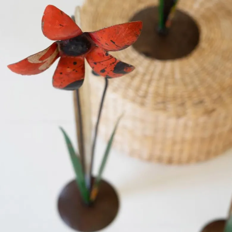 Recycled Iron Flowers, set of 3