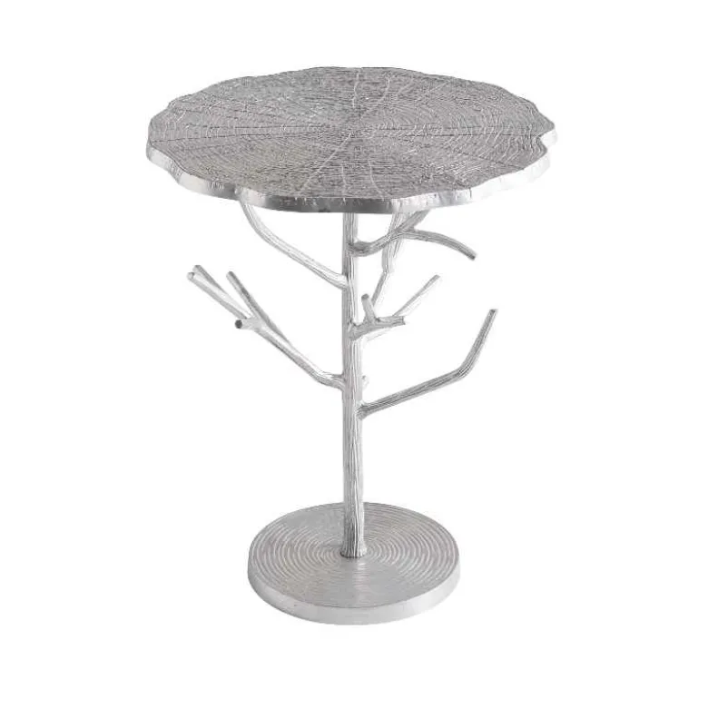 Recycled Metal Branch Side Table - Silver