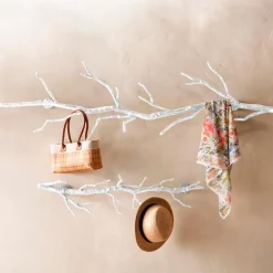 Recycled Metal Branch Wall Rack, 3' - White