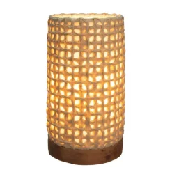 Recycled Paper Mini Lamp on Mango Wood Base - Mesh