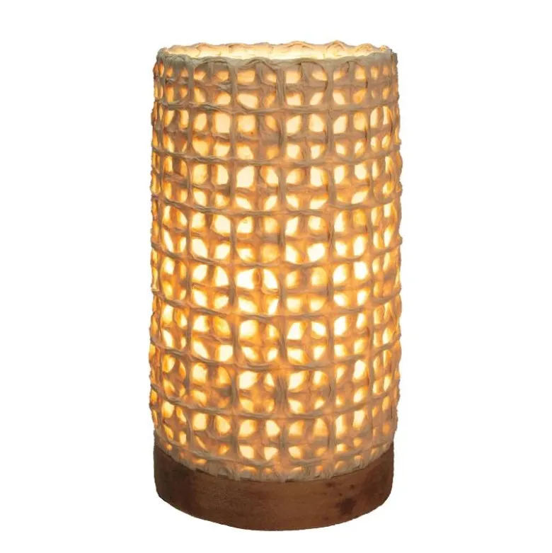Recycled Paper Mini Lamp on Mango Wood Base - Mesh