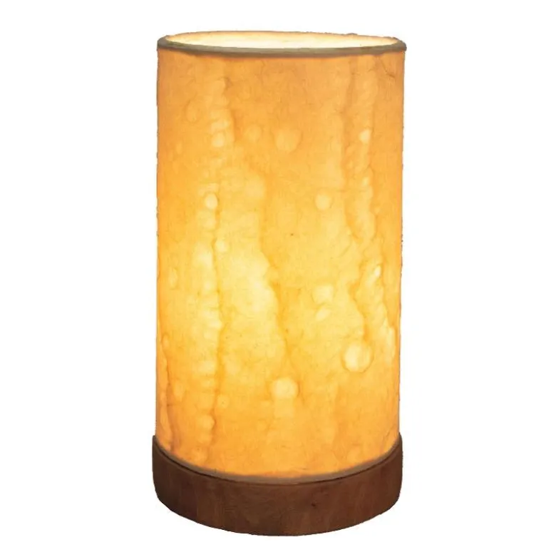 Recycled Paper Mini Lamp on Mango Wood Base - Waves