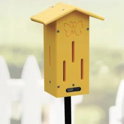 Recycled Plastic Yellow Butterfly House, Pole Mounted