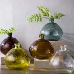 Recycled Round Glass Balloon Vases, (13