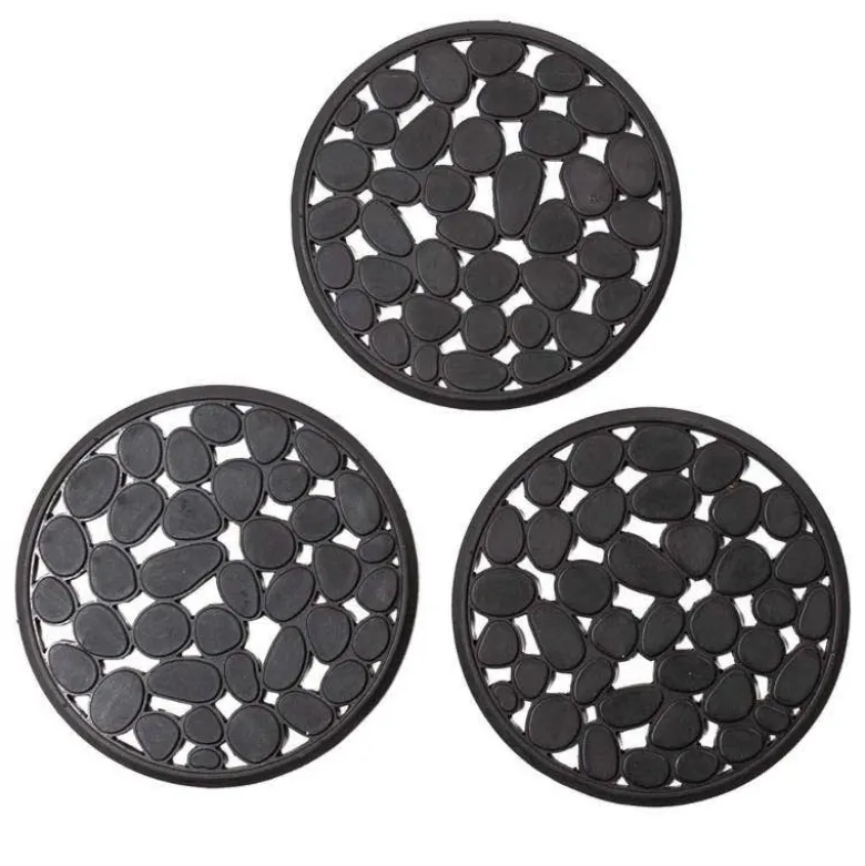 Recycled Rubber Garden Stepping Mats, Set of 3 - Pebble