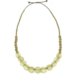 Recycled Sea Glass Beaded Brass Necklace (amber)