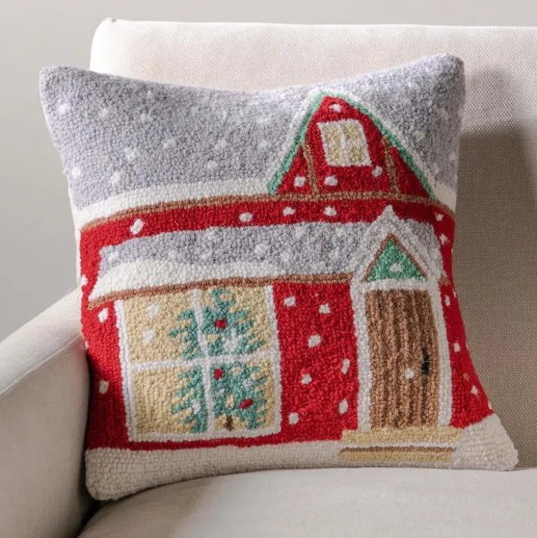Red House Hand-Hooked Wool Pillow