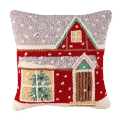Red House Hand-Hooked Wool Pillow