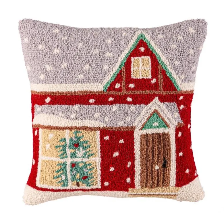 Red House Hand-Hooked Wool Pillow