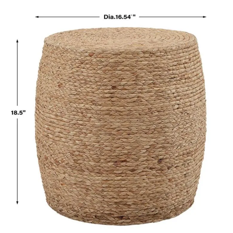 Resort Straw Wrap Accent Stool
