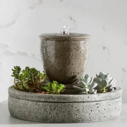 Rustic Spa Tabletop Fountain w/ Planter