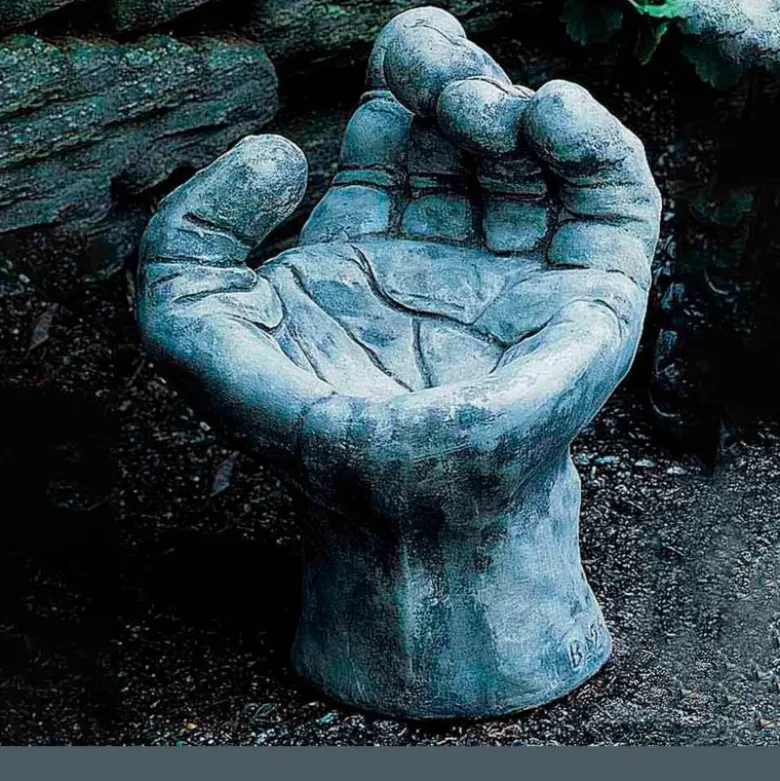 Sculpted Hand Birdbath