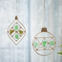 Seaglass and Metal Ornament - Round