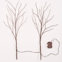 Set of 2 Connected Indoor/Outdoor Lighted Birch Branches - Brown