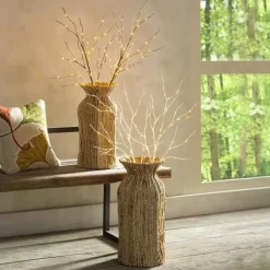 Set of 2 Connected Indoor/Outdoor Lighted Birch Branches - Brown