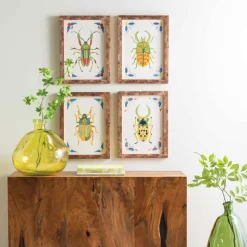 Set of 4 Framed Beetles Paintings
