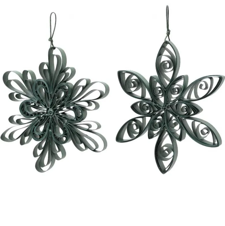 Set of 2 Paper Flower Ornaments, 4" dia.