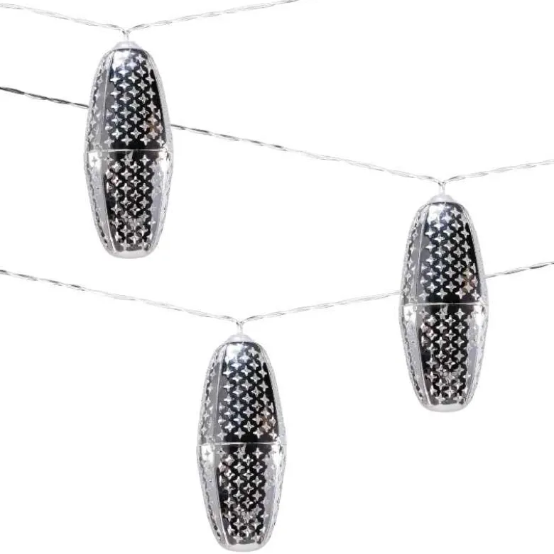 Silver Metallic Marrakesh Star Solar String Lights, 10 pc.