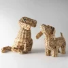 Sitting Woven Water Hyacinth Dog Sculpture