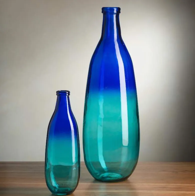 Slender Blue Ombre Glass Vase, 30"H