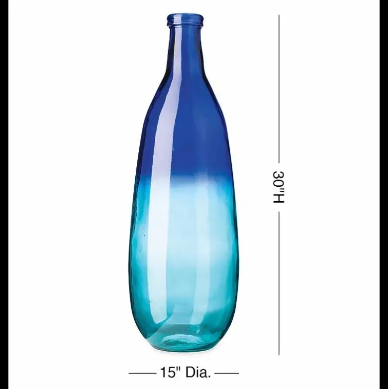 Slender Blue Ombre Glass Vase, 30"H