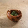 Small Distressed Round Teak Wood Vase