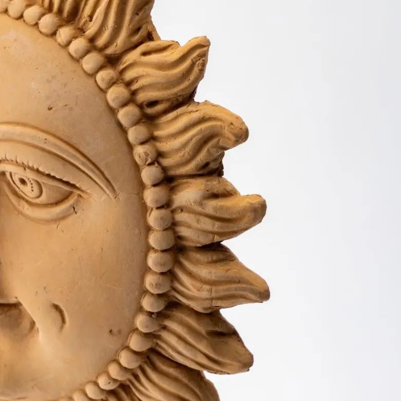 Smiling Terracotta Sun Hanging Wall Art