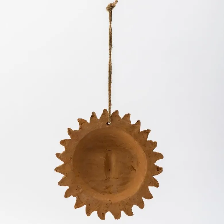 Smiling Terracotta Sun Hanging Wall Art