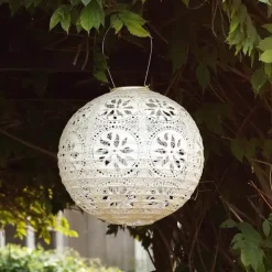 Soji Stella Boho Globe Solar Lantern - Pearl