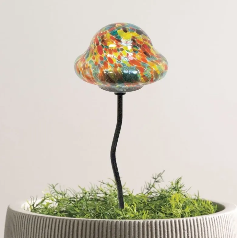 Solar-Powered Yellow Mushroom Garden Stake
