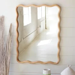 Squiggle-Framed Wood Mirror