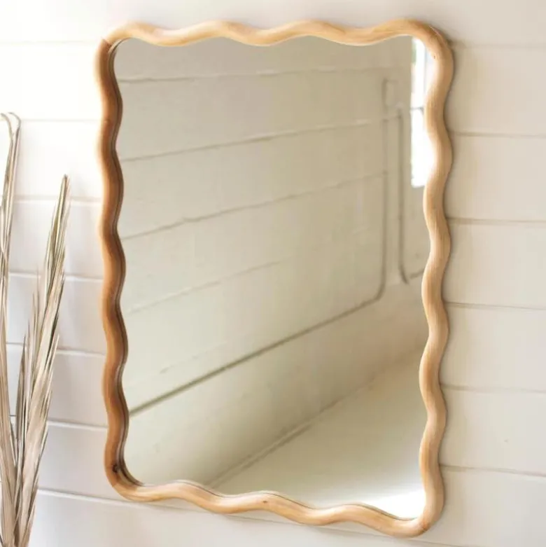 Squiggle-Framed Wood Mirror