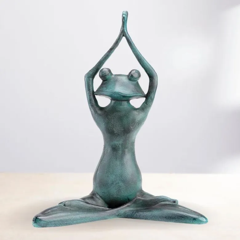 Stretching Yoga Frog Garden Sculpture