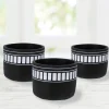 Striped Band Cement Cachepot, Set of 3