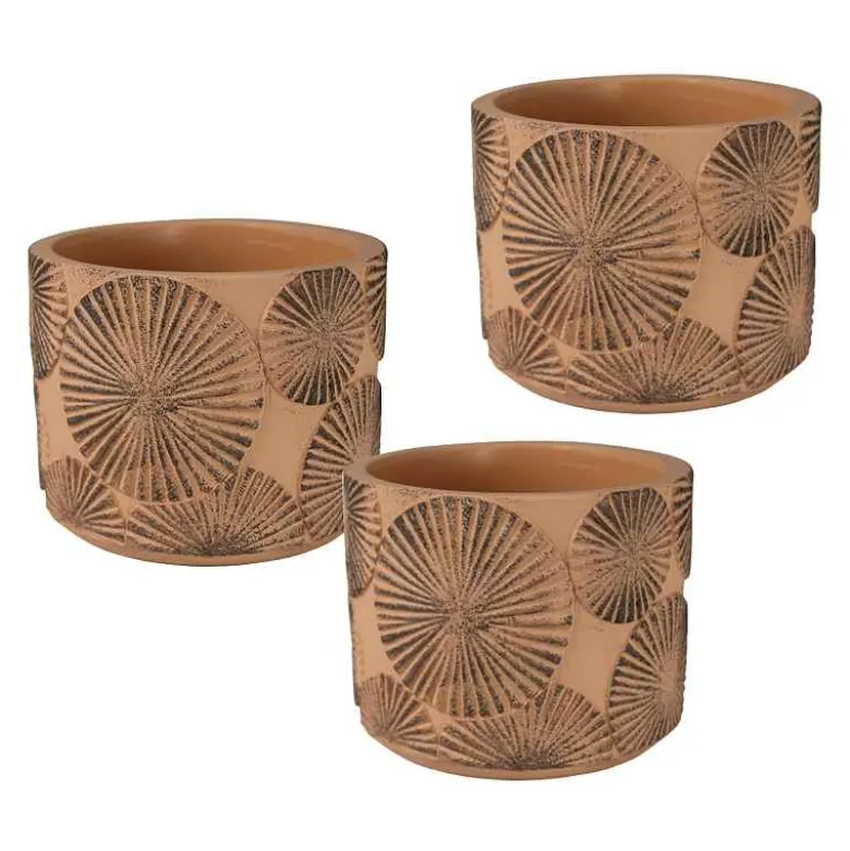 Sunburst Cement Small Cachepot, Set of 3