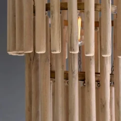 Three-tiered Wooden Pendant Light
