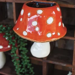 Toadstool Ceramic Wall Planters, Set of 2