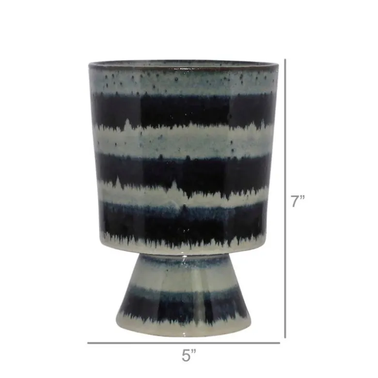 Toku Indigo Stripe Ceramic Vase
