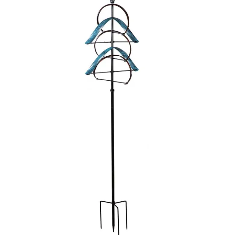 Towering Metallic Semi-Circular Wind Spinner