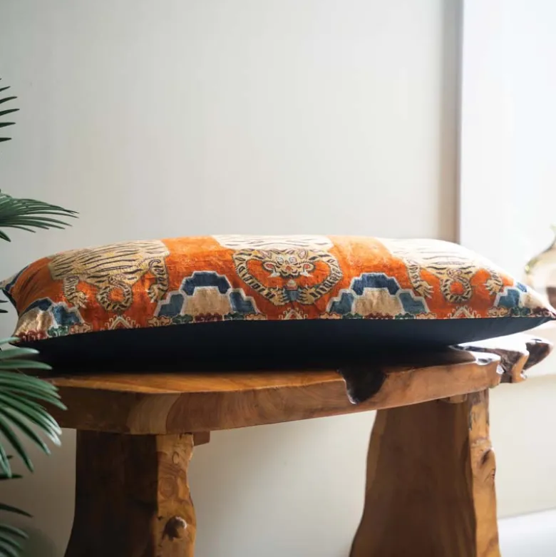 Velvet Tibetan Tiger Lumbar Pillow
