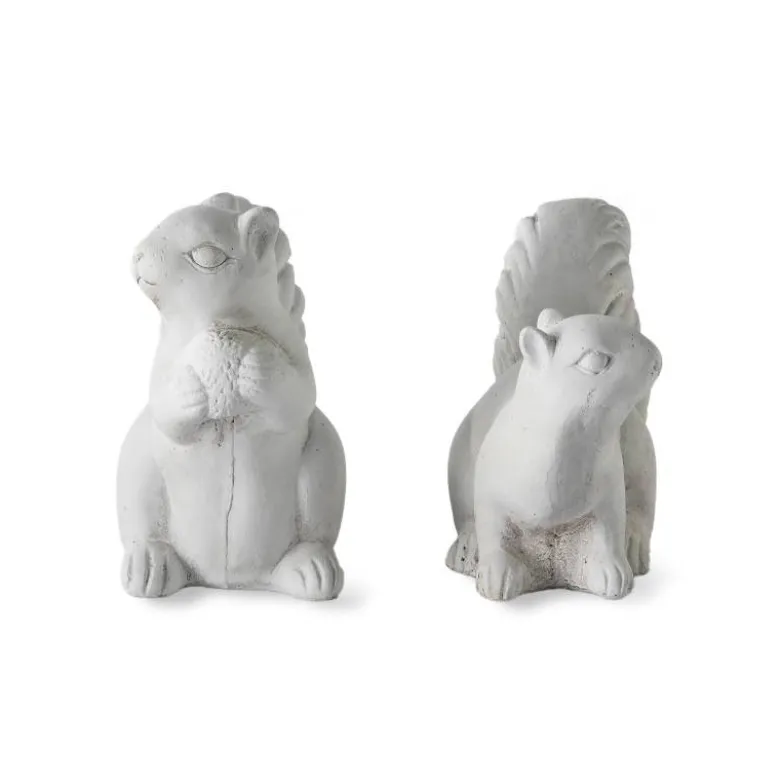 White Cement Squirrels, Set of 2