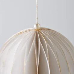 White Hand-Cut Honeycomb Paper Ball Ornament, 6