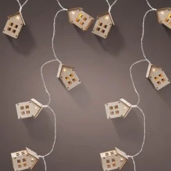 Wooden House LED String Lights, 53"L