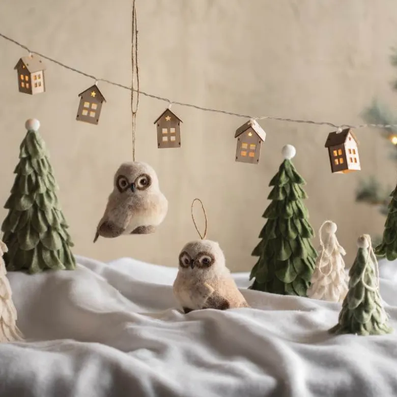 Wooden House LED String Lights, 53"L