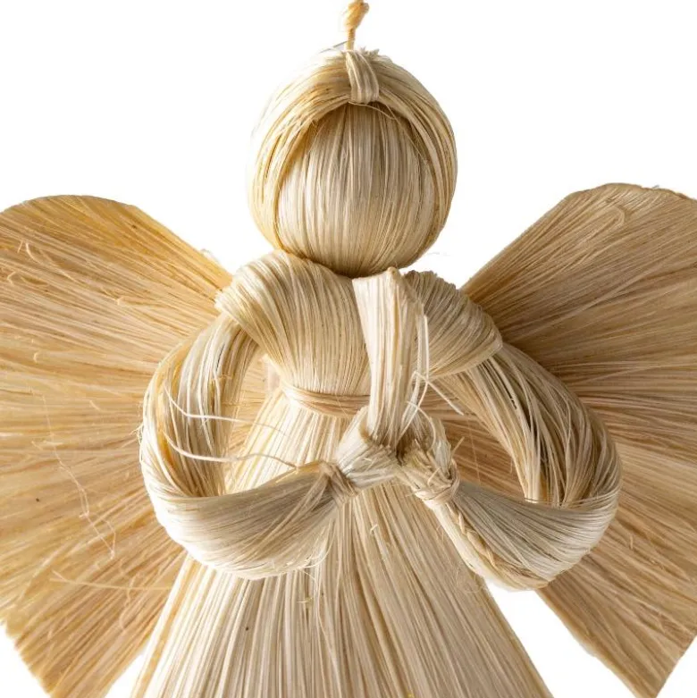 Woven Abaca Angel Ornaments, Set of 3