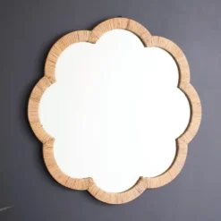 Woven Flower-Shaped Framed Mirror