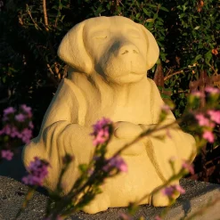 Zen Meditating Dog Sculpture (Large) - Stone